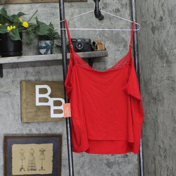 NEW State Of Day Womens Lace-Trim Camisole Pajama Top 100198303MS Tango Red 2XL - Picture 2 of 6